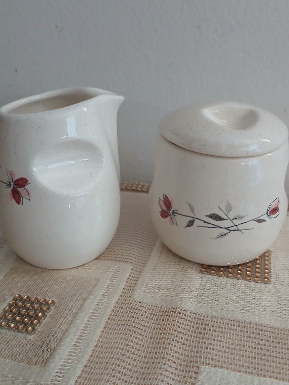 FRANCISCAN EARTHENWARE USA GLADDING MCBEAN DUET Creamer & Sugar Bowl Set